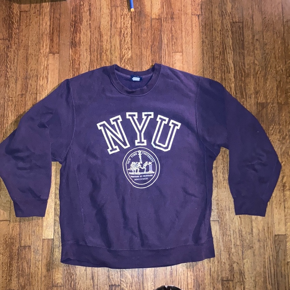 🏢🍎📚Vintage NYU 1990's Size Large Men’s Thick Purple Sweatshirt 🎓🚕🏛